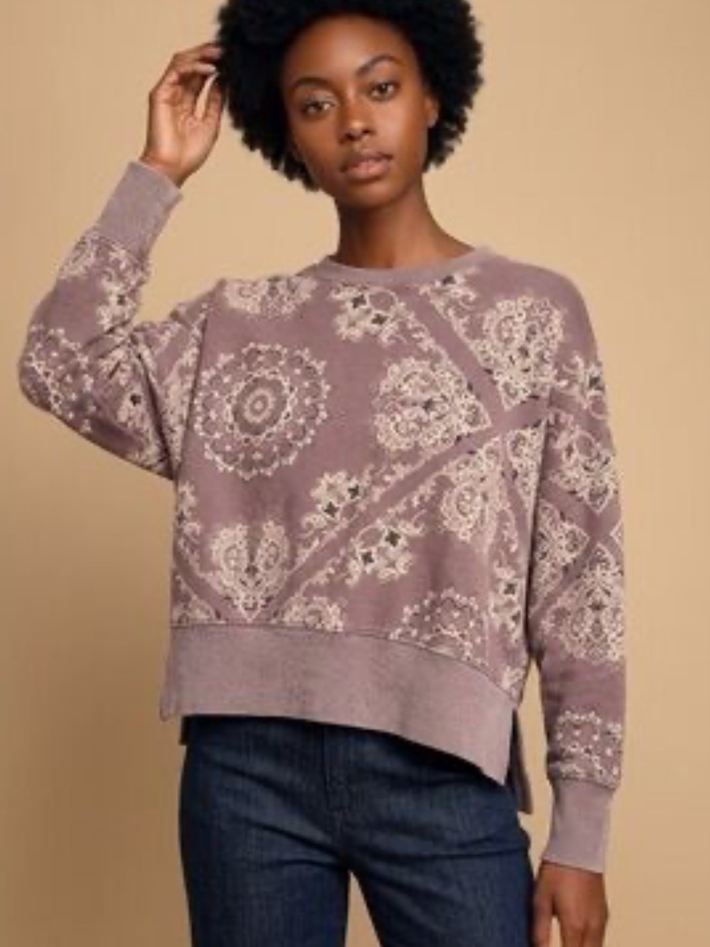 American Eagle Outfitters Crewneck Bandana Oversized Sweatshirt Size Small